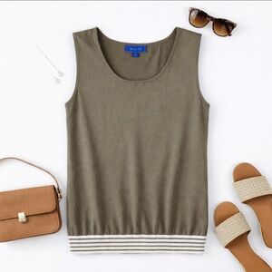 NWT Blu Ice Women's Sleeveless Shell Tank Top Light Green Ribbed Bottom Size S